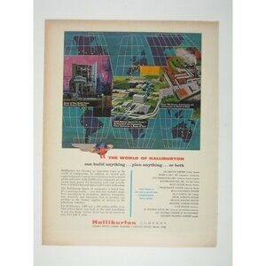 Halliburton Company World Of Halliburton Engineering Construction 1960s Ad Map